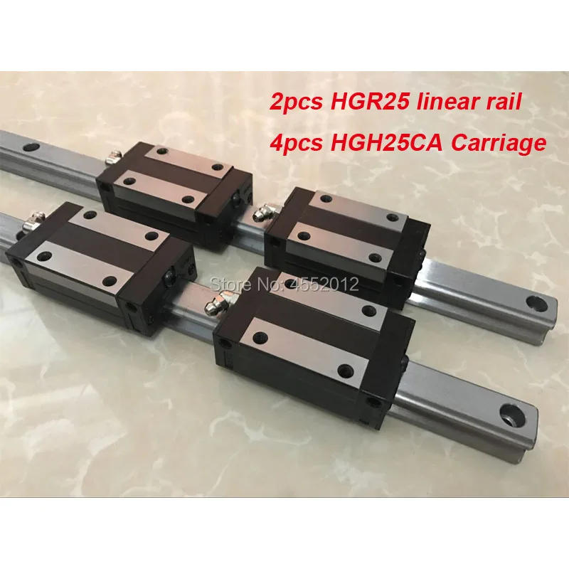 

2 pcs linear guide rail HGR25 - 550 600 650 700 750 800 850 900mm with 4 pcs linear block carriage HGH25CA CNC parts