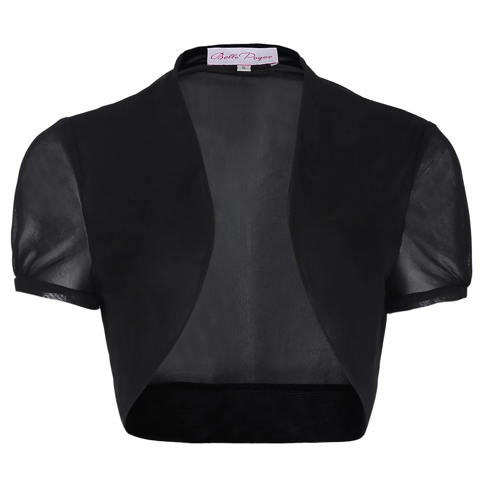 

BP solid color Women tops for wedding party Short Sleeve slim chic Cropped jacket Short tops Chiffon Bolero Shrug outwear female