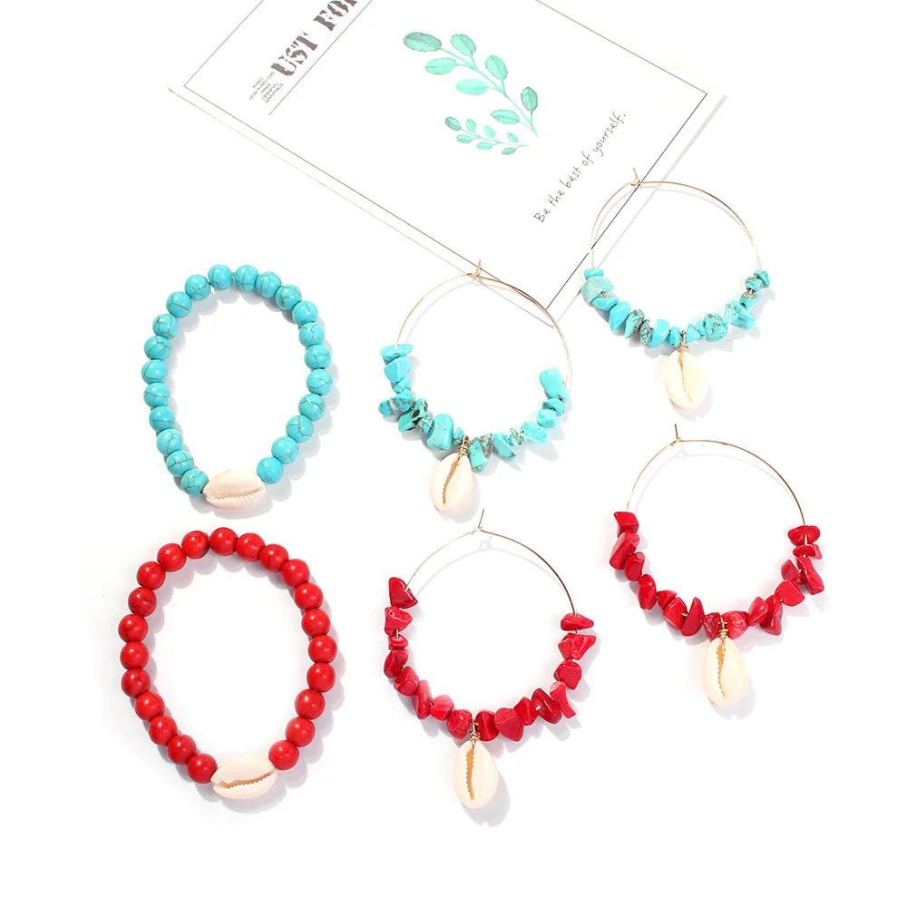 

Geometric Natural stone Earrings For Women Bohemian Seashell Earring Statement Big Earing Summer Jewelry pendientes concha