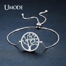 UMODE новые модные вечерние свадебные украшения Дерево жизни браслеты для женщин белого золота цвет CZ цепочки и браслеты подарок UB0104B