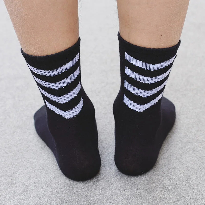 Мужские модные брендовые носки с косыми полосками, Потрясающие Белые Носки для скейтборда с фиксированным механизмом Calcetines, модные носки в стиле хип-хоп