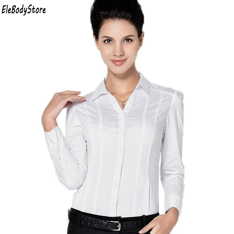 Blanco Blusa blanco Camisas Larga Oficina Manga Mujer 2019 Tops Plus De Azul Blusas Mono Azul Tamaño Ropa Blusas Cuerpo Camisa Casual qwwR7Ia