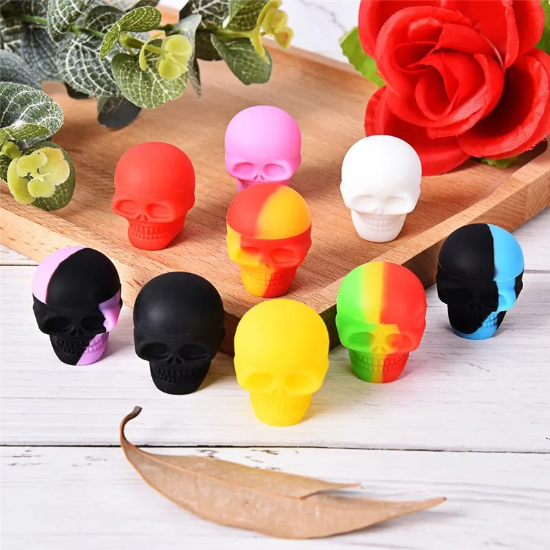 Skull Style Silicone Wax Concentrate Oil Container Jar For Bho Slick Butane Hash Dab Silicon Wax Jar Recipiente De Silicona 3ml