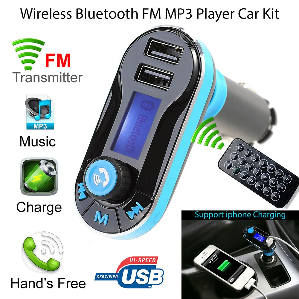 

Auto Bluetooth Car Kit HandsFree Radio Adapter Kit USB Charger Vehicle Bluetooth Player Bluetooth Car FM Transmitter MP3 Player
