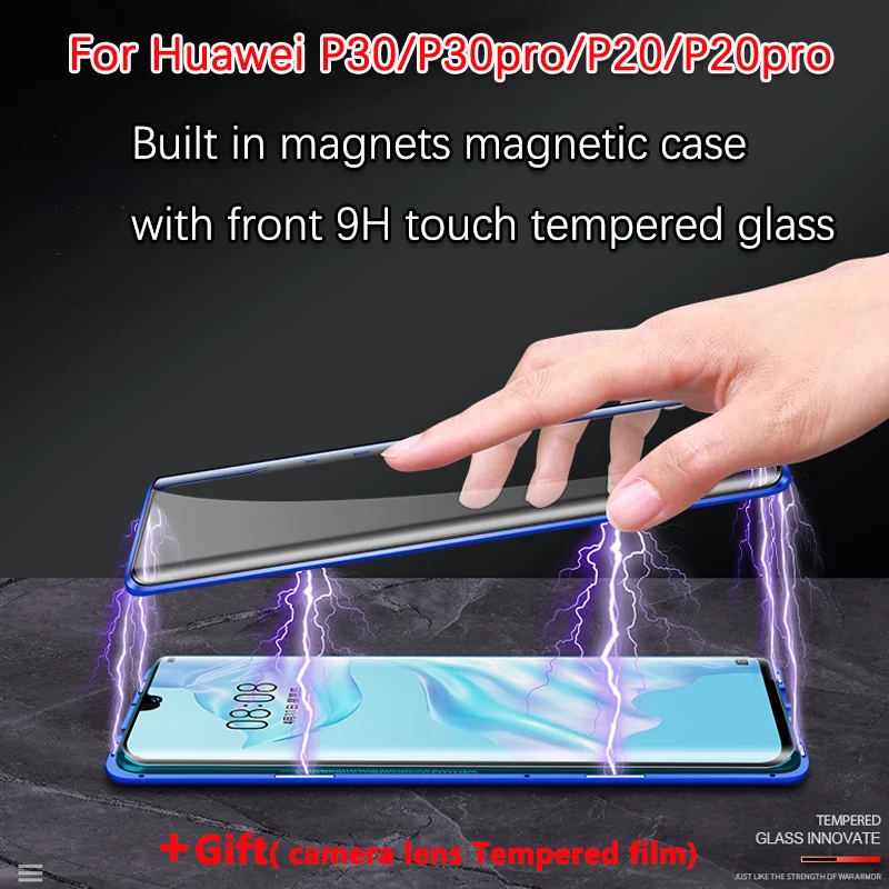 

360 Transparent Tempered Glass Back Cover Huawei P30Pro Case ,Full Body Protective Magnetic Case For Huawei P30/P20/P20pro Case