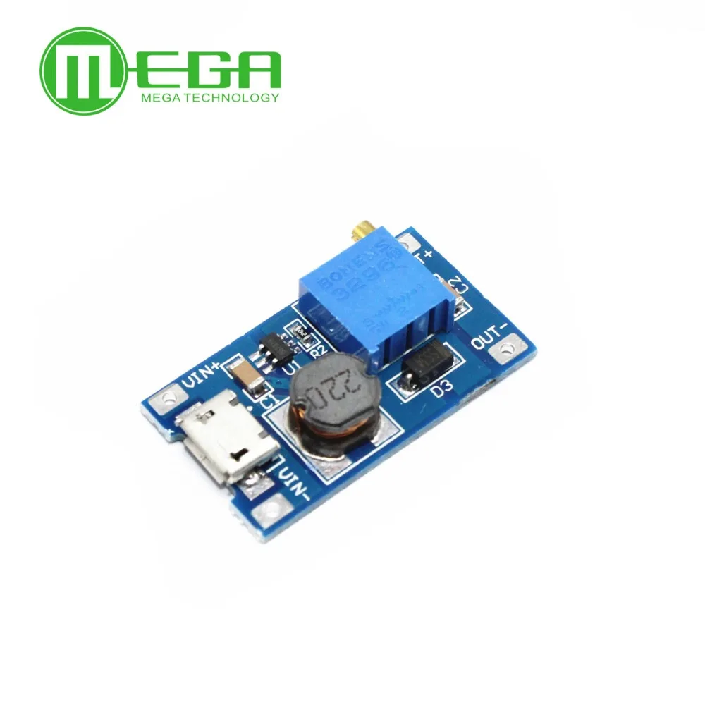 5 шт. регулируемый Повышающий Модуль 2А с MICRO USB 2в-24в до 5В 9В 12В 28В MT3608 LM2577 |