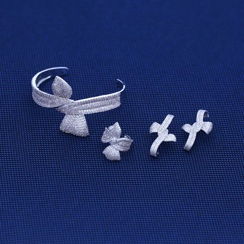 

top new Big Size AAA+ Cubic Zircon Earrings Necklace Ring Sets For Women Bridal Jewelry Sets