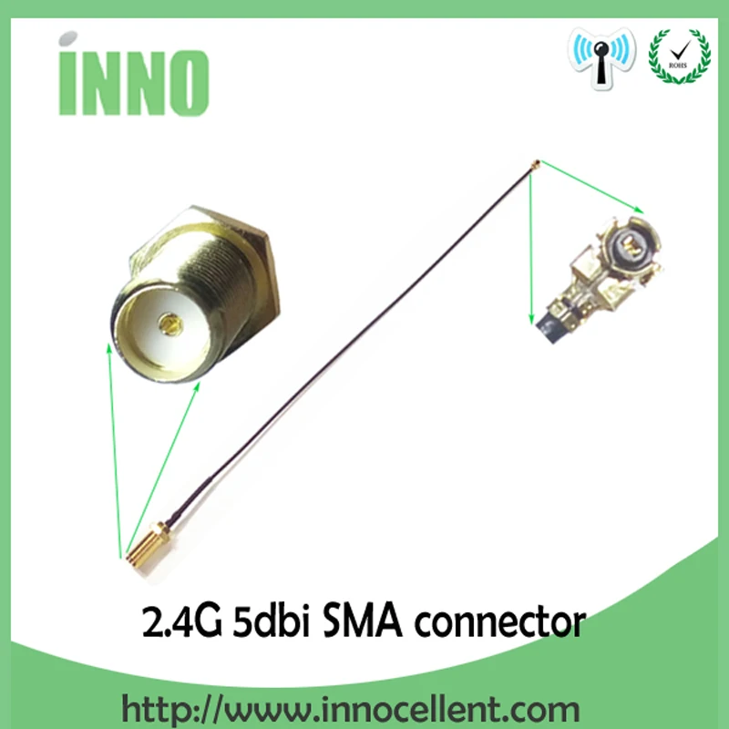 50 шт. оптовая продажа 2 4 ГГц телевизионные антенны Wi Fi 5dBi SMA разъем antena + 21 см RP ufl./IPX