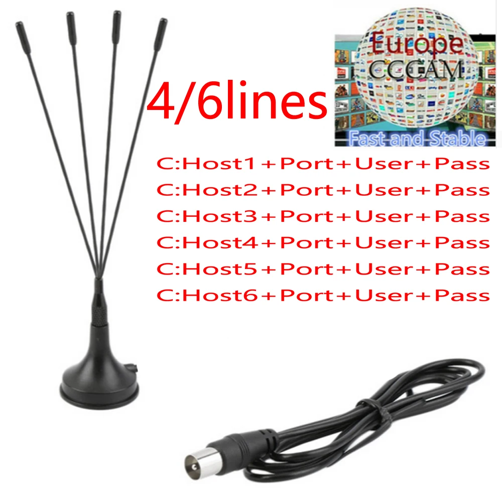 

Europe Receptor Cccams lines for 1 year spain used for DVB-S2 Ccams satellite receiver europe channels 4/6 lines