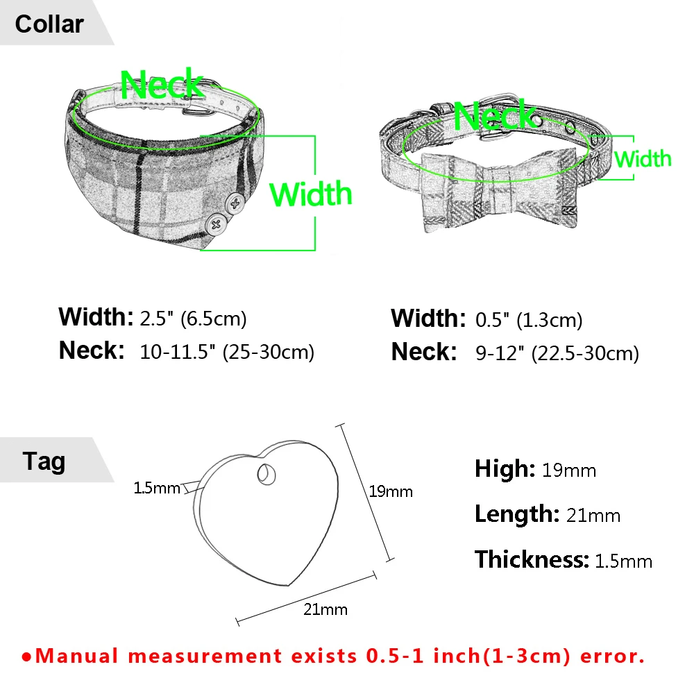 Щенок собака кошка воротник банданы набор мягкий хлопок из искусственной кожи плед банданы бант ошейники с гравировкой ID тег и Колокольчик для маленьких домашних животных