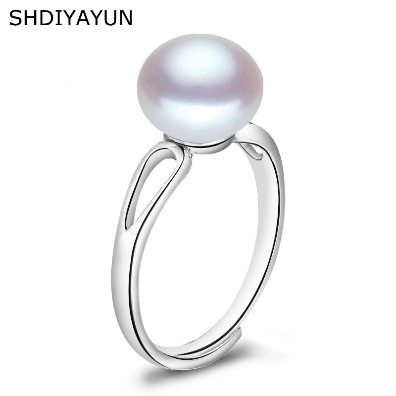 

SHDIYAYUN 2019 Fine Pearl Ring Oval Gemstone Natural Freshwater Pearl Rings Simple 925 Sterling Silver Rings For Women Gift