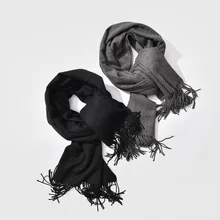 New Men Scarf Unisex Thick Warm Winter Scarves Cashmere Scarf Black and Gray Gentleman's Bussiness Scarves