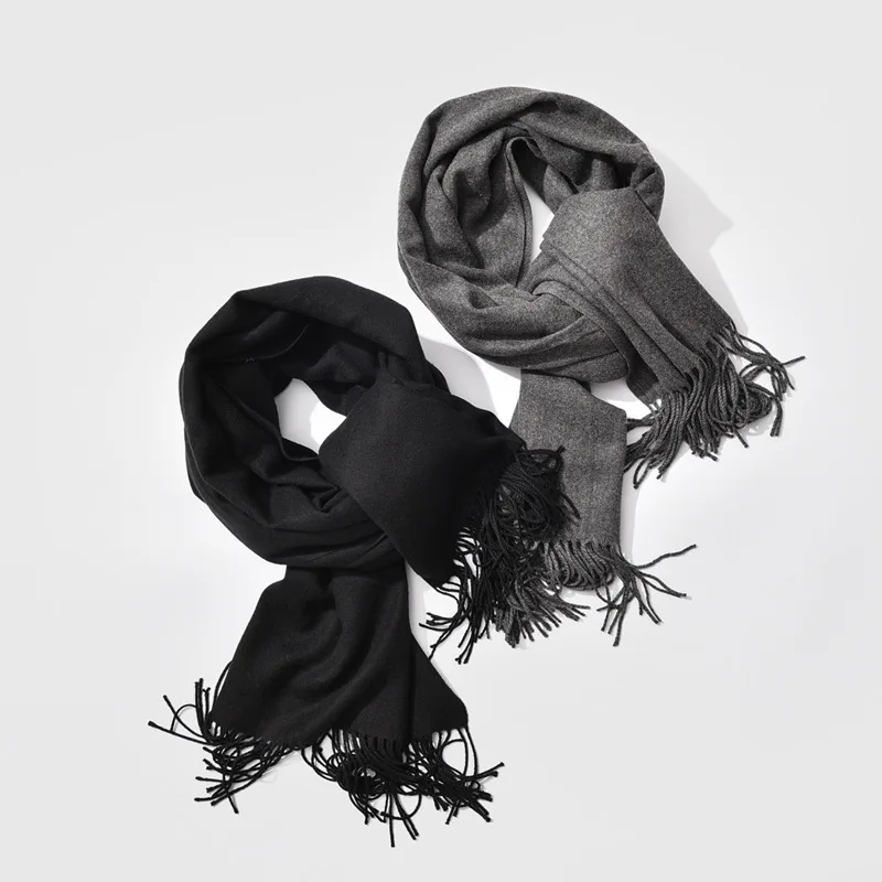 

2018 New Men Scarf Unisex Thick Warm Winter Scarves Cashmere Scarf Black and Gray Gentleman's Bussiness Scarves