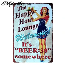 [Mike86] Happy Hour Lounge Добро пожаловать металлические знаки Книги по искусству Home Decor Кафе Ресторан Настенные Картины b-47 смешанный заказ 20*30 см