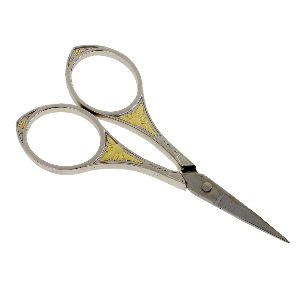 Stainless Steel European Vintage Floral Scissor for DIY Embroidery Sewing Craft Black/Sliver/Gold