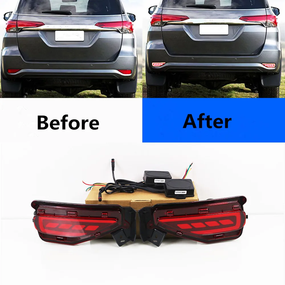 

2pcs LED Rear Bumper Lights For Toyota Fortuner 2015 2016 LED Car Rear Bumper Reflector driving Tail Brake Light