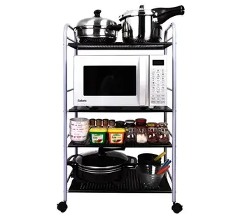 

Four-Layer Metal Storage Shelf Movable Kitchen Storage Rack Household Adjustable Storage Holder With Wheels