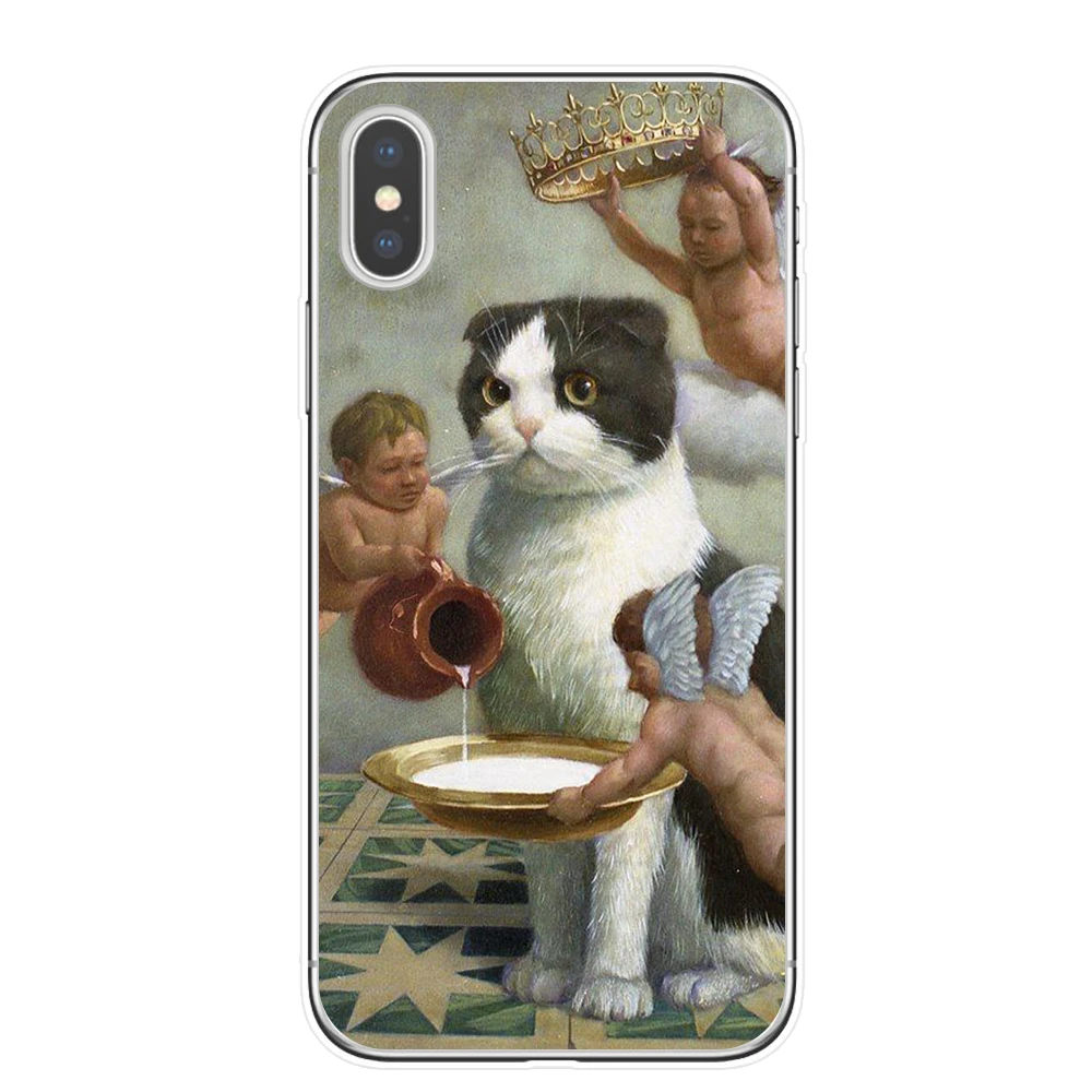 Funda para teléfono KACKYFUL Funny Leonardo da kinca Lisa Cat arte estética pintura para iPhone 8 7 6 S X XS X MAX 5S SE XR Funda para teléfono KACKYFUL Funny Leonardo da kinca Lisa Cat arte estética pintura para iPhone 8 7 6 S X XS X MAX 5S SE XR