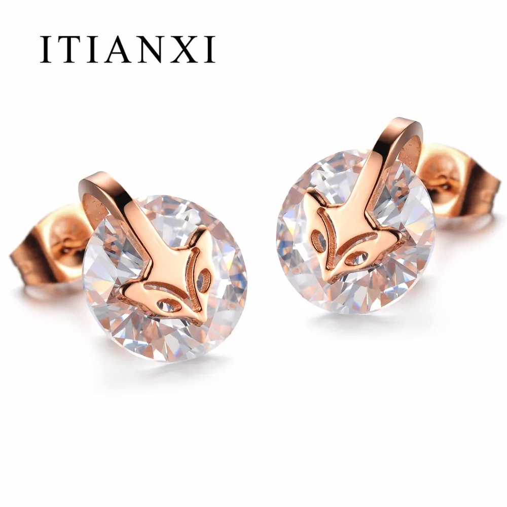 ITIANXI Women's Stud Earrings With Animal Fox Fashion Zircon Jewelry