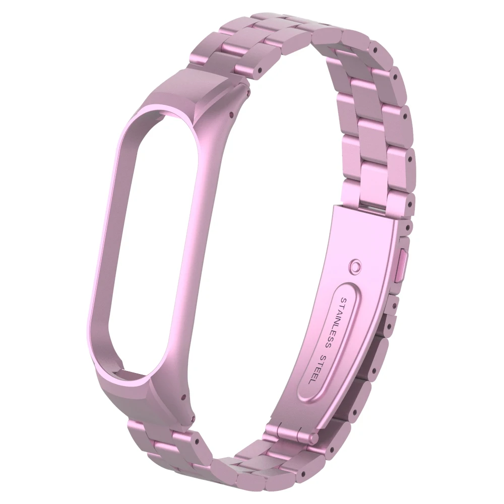 BEYOUR mi Band 4 металлический ремешок из нержавеющей стали для Xiaomi mi Band 3 аксессуары для браслетов умные часы mi 4 браслеты mi band 4 - Цвет: Rose Pink