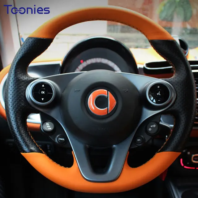 2017 2018 New Smart Fortwo 453 Hand Sched Leather Steering 2017 2018 New Smart Fortwo 453 Hand Sched Leather Steering Wheel Cover Interior Modification Accessories Needle Thread