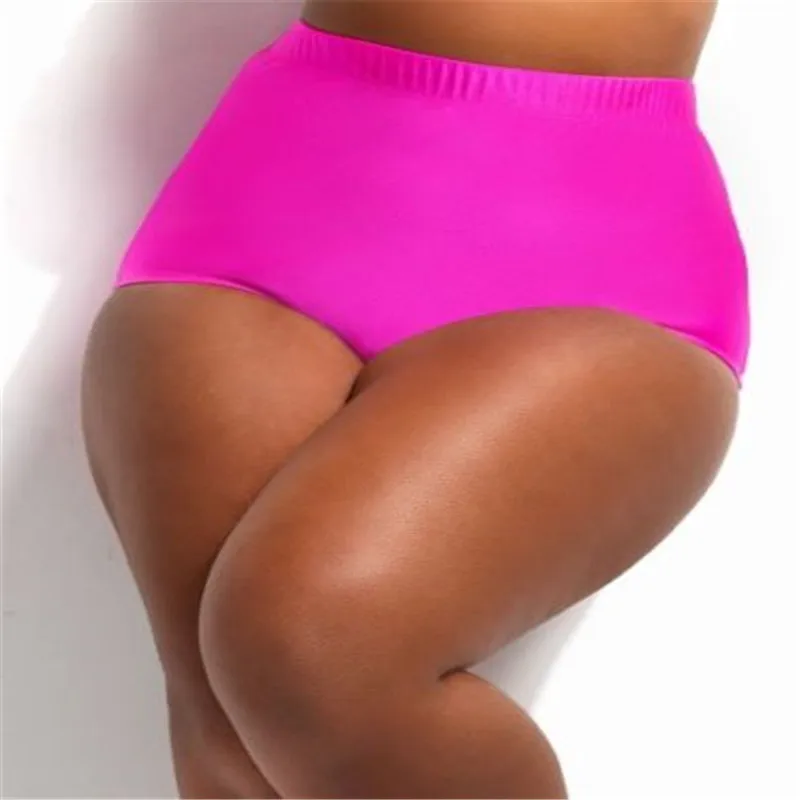 Plus Size Solid Women High Waist Bikini Swimsuit Bottom
