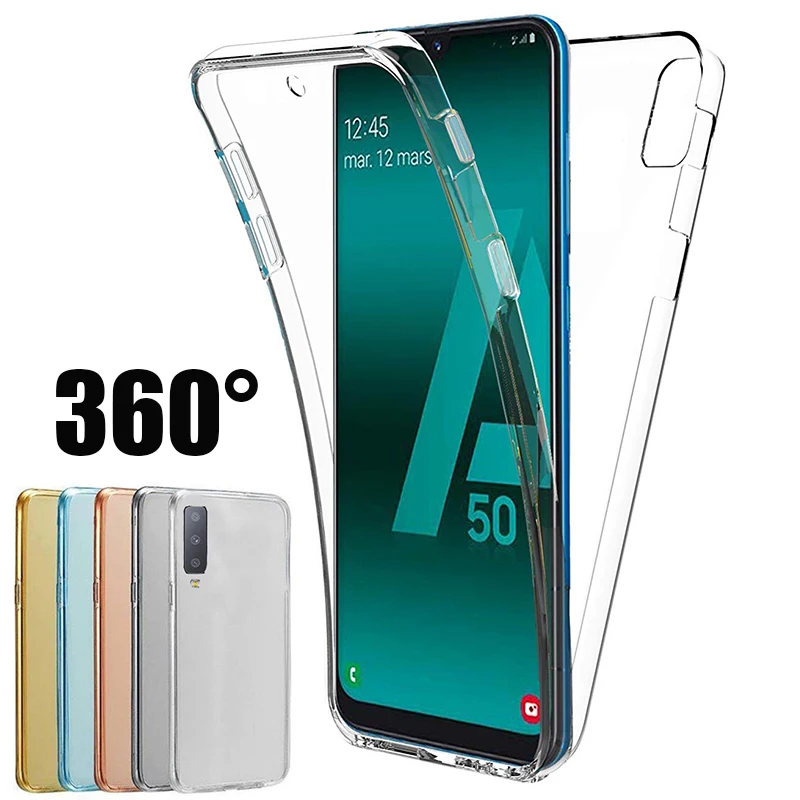 

360 Degree Protection Phone Case For Samsung Galaxy A50 S10 S8 S9 Plus A60 A70 A10 M10 M20 A20 Soft TPU 2-in-1 Front+Back Cover