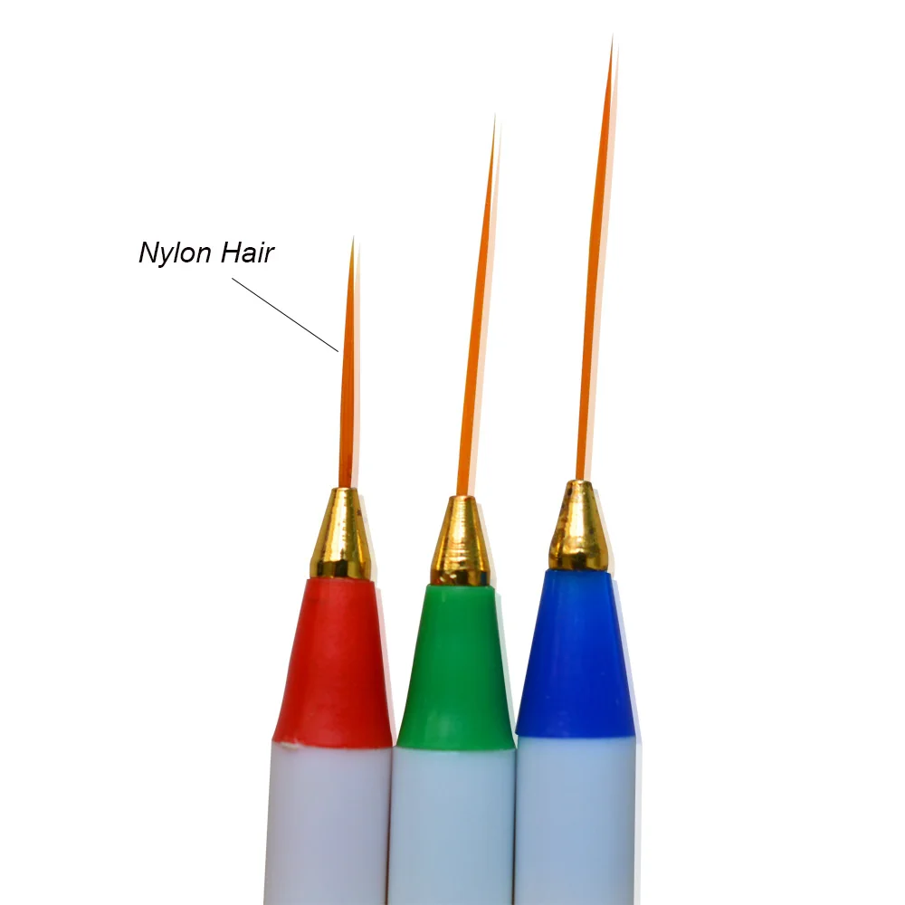 3 шт./компл. ногтей кисточки для маникюра из мягкого нейлона и шифона со вставками в полоску, волокна закаточной ткани Живопись Рисунок пером цветами линии сетки для творчества DIY ногтей, для маникюра, TR29