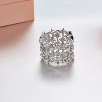 

[MeiBaPJ]Real 925 Sterling Silver Personality Clusters of Stars Ring for Women with AAA High Quality Stones Party Fine Jewelry