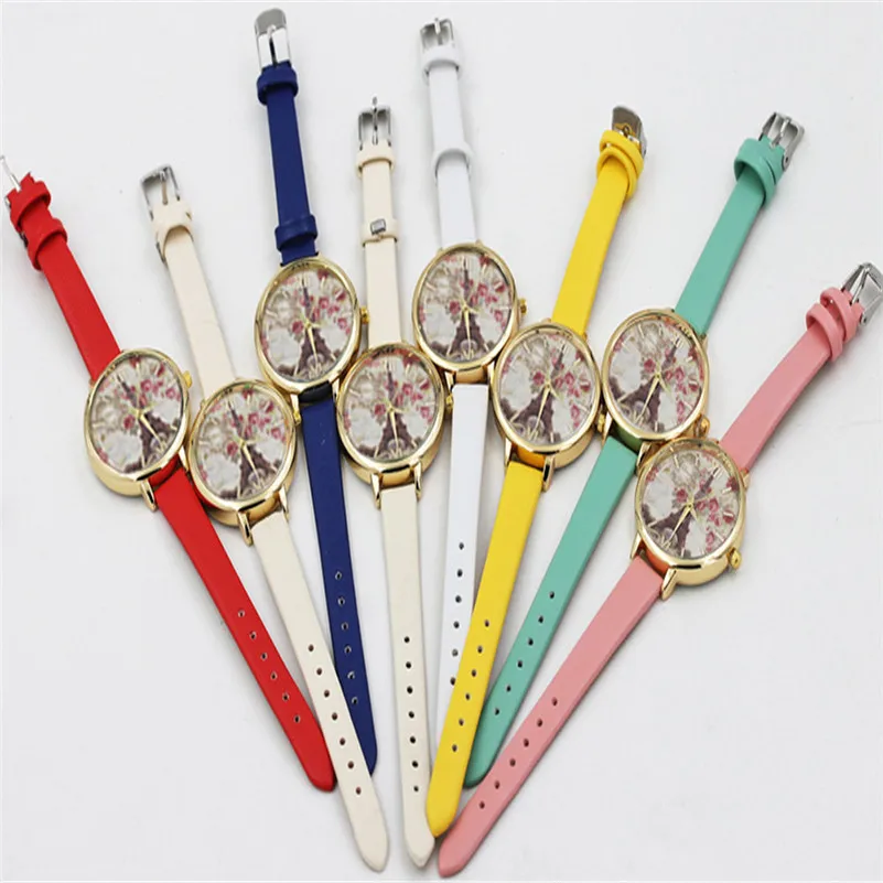 Women's watches with leather bands Eiffel Towe Analog Quartz Movement wrist watches for women clock relogio feminino M14 (1)