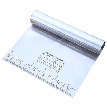 

Stainless Steel Home Kitchen Baking Pizza Dough Scraper Cutter Kitchen Flour Pastry Smoother Tools With Scale