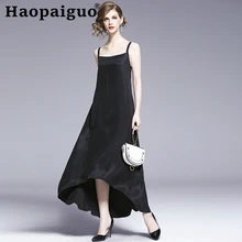 S-XXL BIg Size Casual Bodycon Black Dress Women Sleeveless Backless Silk Dress Women Loose Midi Dress Summer 2019 Robe Longue casual side slit sleeveless women s midi dress