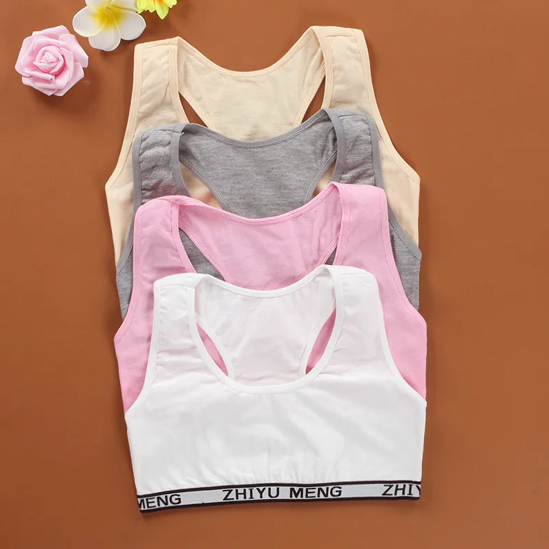 Teen bra girl vest Cotton Spandex Big Girl's Sport 12-16 Years Adolescente Kids Underwear Letter Racerback Training 1 piece