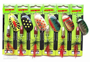 

NewArrival - Spinner bait Bell-shaped brass Metal bait Fishing baits long leader hook tied feathers Mixed color