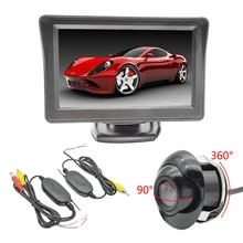 CCD Car Front Camera Double Control Lines+4.3″ TFT LCD Car Rear View Camera Monitor+2.4G Wireless Module Transmitter Receiver