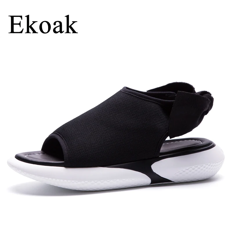 

Ekoak 2018 Summer Platform Women Sandals Fashion Genuine Leather Women Gladiator Sandals Casual Beach Shoes Woman