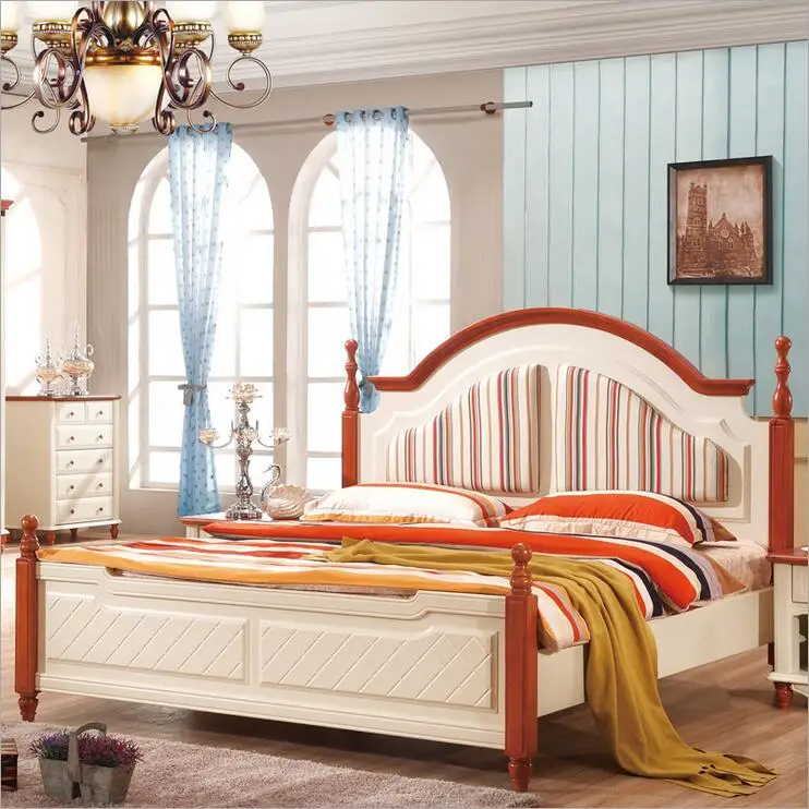 Us 650 0 Mediterranean Rustic Wood Bed American Country Side Bedroom Furniture P10254 In Beds From Furniture On Aliexpress
