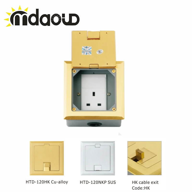 Uk Standard Brass Alloy Panel Open Cover Floor Socket Electrical