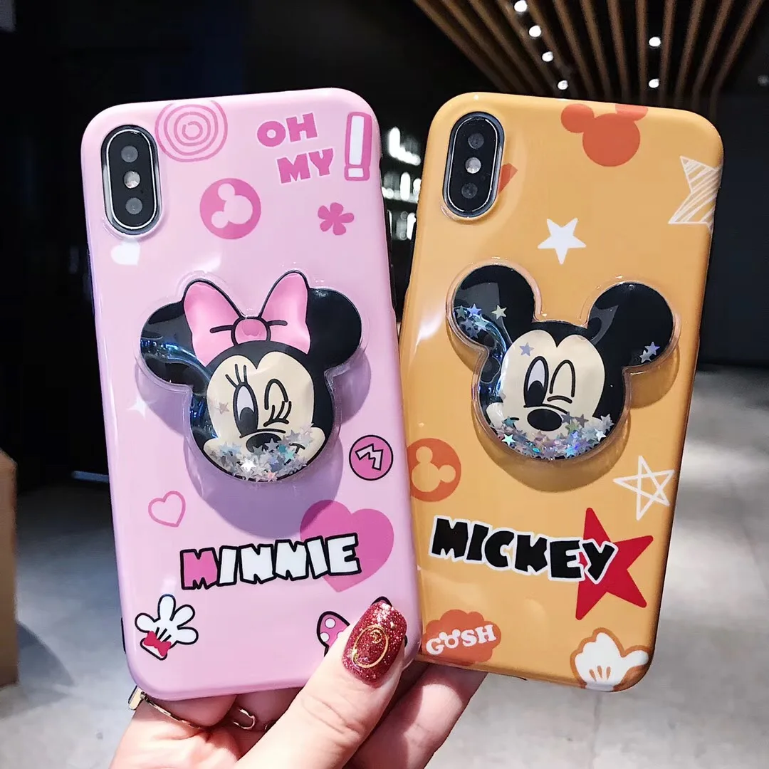 

Liquid quicksand Mickey Minnie Mouse phone case for iphone 6 6s 7 8 plus x xs max xr Donald Duck Daisy lovely anime cover