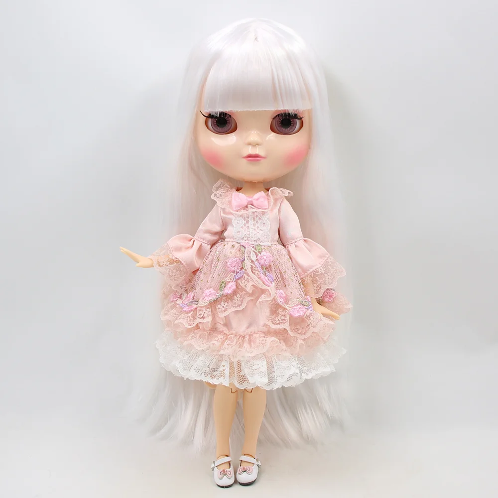 Neo Blythe Doll with White Hair, White Skin and Custom Jointed Body with Asian Look 1