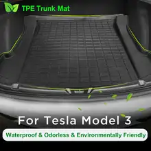Floor Mats TPE Rear Trunk Floor Mat Black Thermoplastic Elastomer Cargo Liner Rear Tray Mat for Tesla Model 3