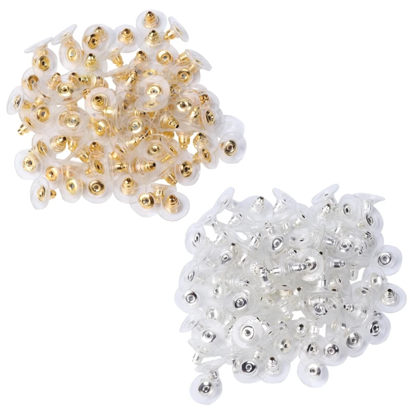 

100Pcs Earring Back Hypoallergenic Bullet Earring Back Safety Clutch with Pad Accessories