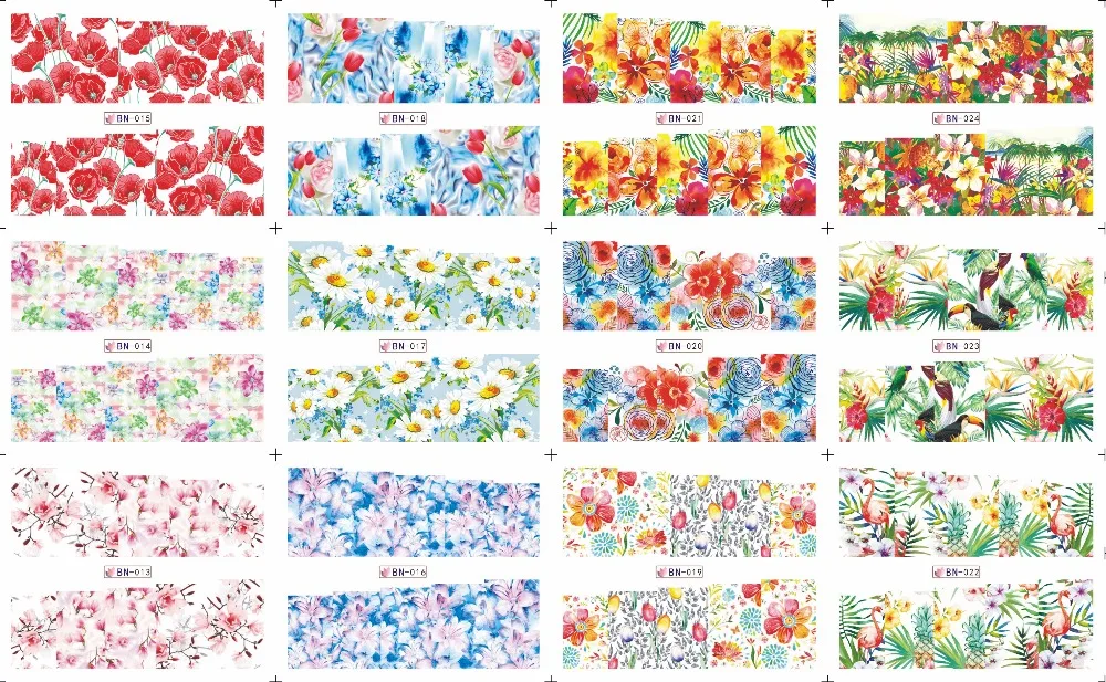 

on sale !! 12 in one sheet New Style Nail Art Water Sticker Colorful flowers and plants in 2016 for BN013-024