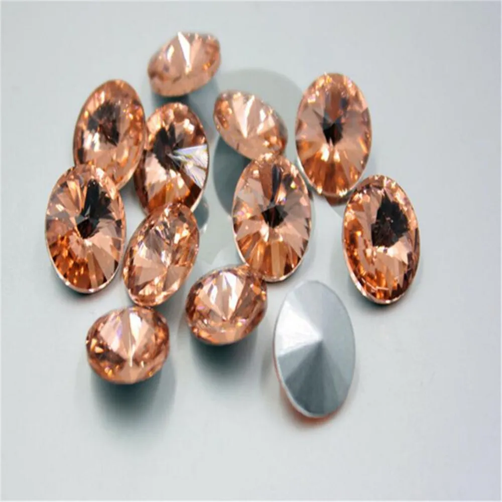 Loose Satellite Pointback Crystal Rhinestone DIY Deep Peach Color Round