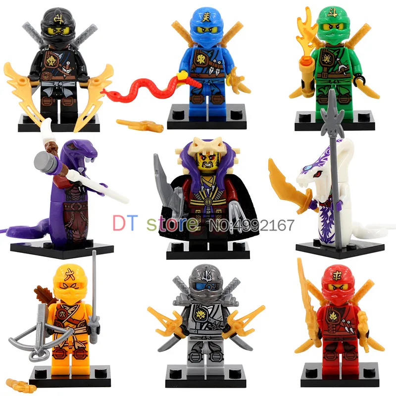 

50Pcs/Lot LegoING NINJA Action Cole Kai Jay Lloyd Nya Skylor Zane Pythor Chen Building Blocks Figures Bricks Kid Toys X0118