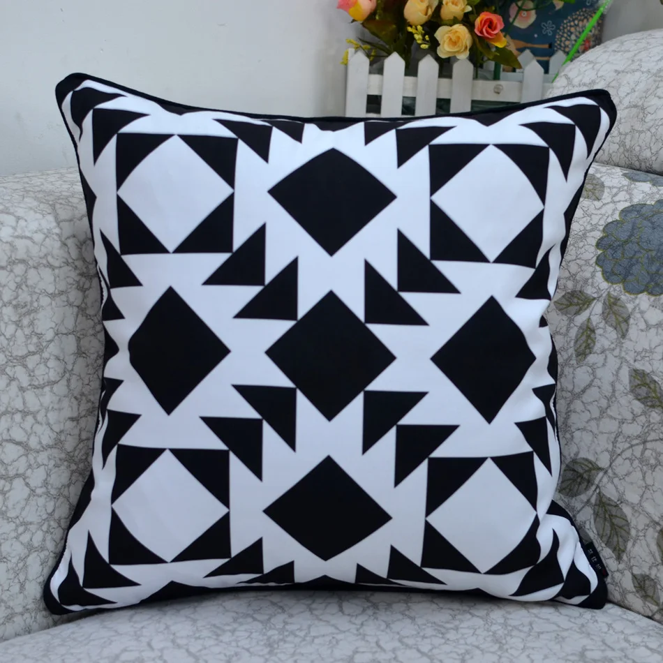 

18 * 18 " Decorator Geometric Prints Throw Cushion Cover Pillow Case, Black