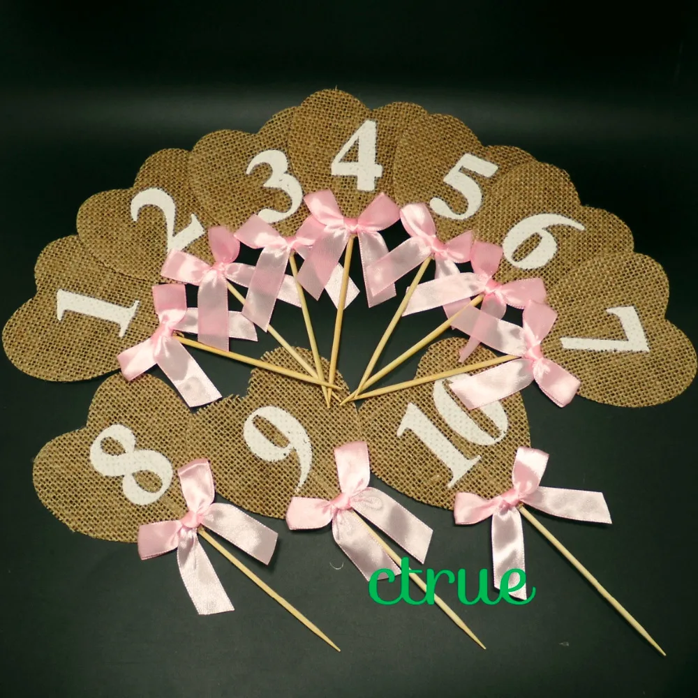 10PC Vintage Mini Heart Place Card Holder Table Number for rustic