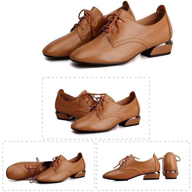 Zanpace Spring Women Boots 2019 Leather Ankle Boots High Heels Autumn Women Shoes Casual Flat with Boots Square Toe Black Boots