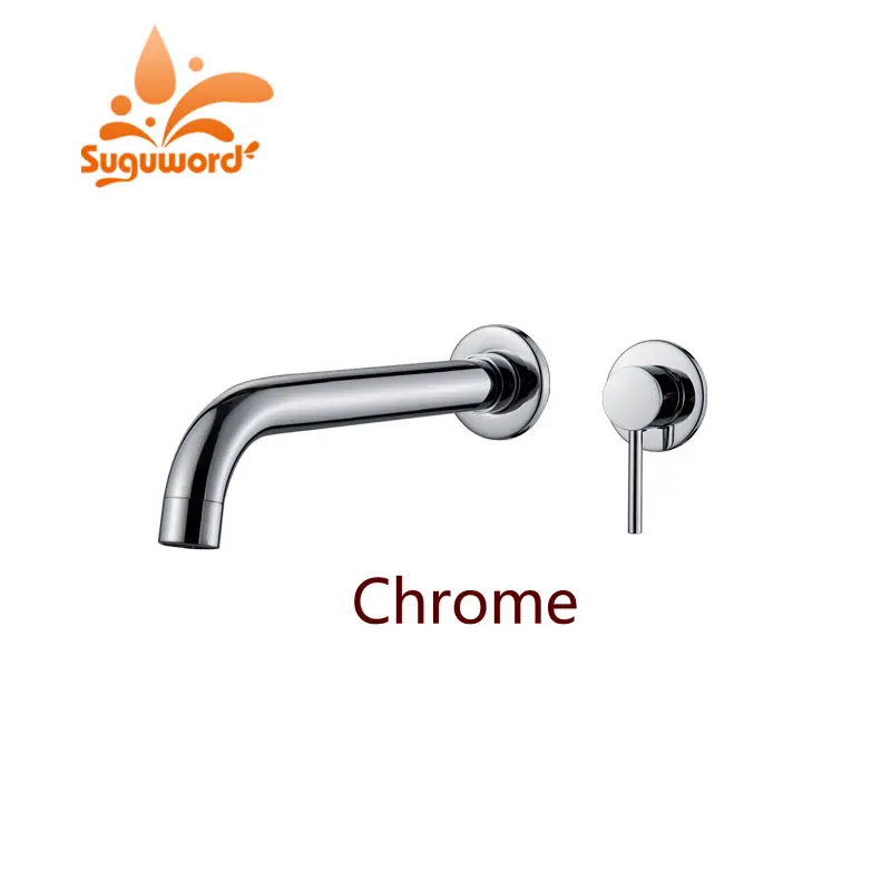 

Suguword Chrome Bathtub Faucet Hot and Cold Switch Basin Mixer Tap Wall Mounted Single Holder dual Hole