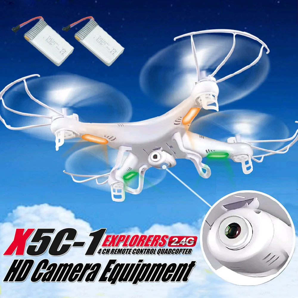 

X5C-1 2.4GHz 4CH 6 Axis RC Quadcopter Drone RTF With HD Camera + 2PC Battery Gift 2018 Brusting Airplanes Christmas gift